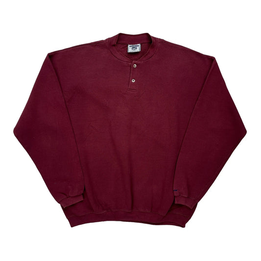 Lee Henley Sweatshirt - XL Burgundy Cotton