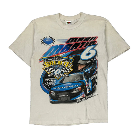 Roush Racing Fruit Of The Loom Nascar T-Shirt - Medium Cream Cotton