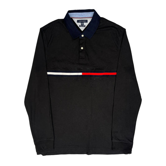 Tommy Hilfiger Long Sleeve Polo Shirt - 2XL Black Cotton