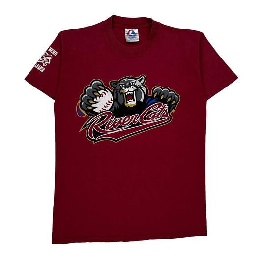 Vintage River Cats Majestic Graphic T-Shirt - Large Red Cotton