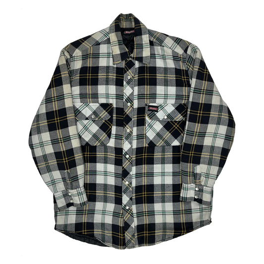 Dickies Checked Flannel Shirt - Large Black Cotton