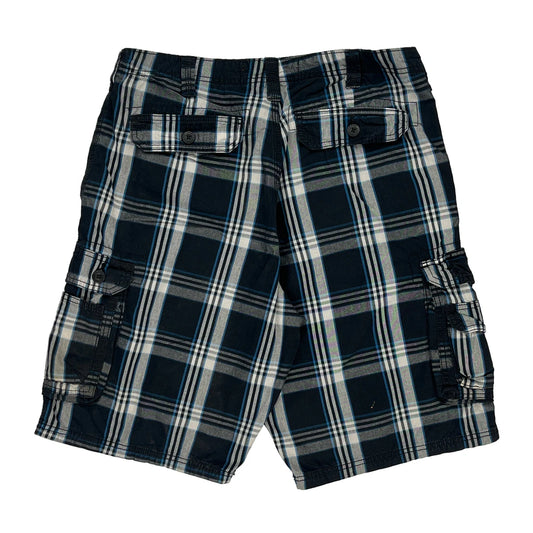 Lee Checked Cargo Shorts - 34W 10L Blue Cotton