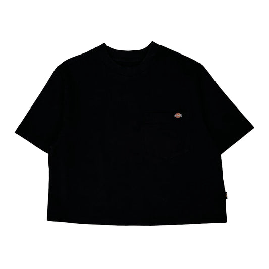 Vintage Dickies Cropped T-Shirt - Small Black Cotton