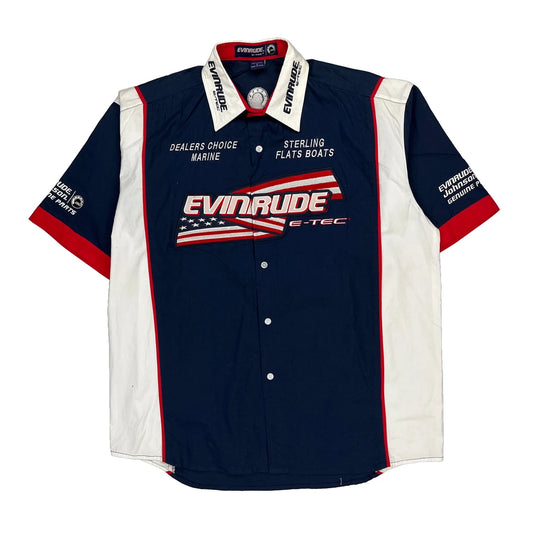 Marine Evinrude Graphic Short Sleeve Shirt - Small Navy Cotton