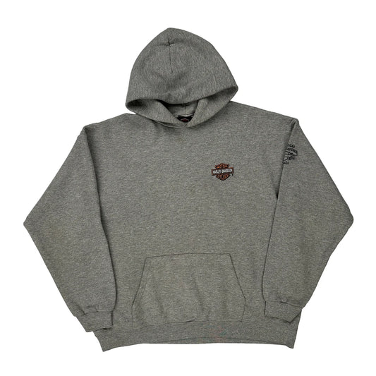 Harley Davidson Graphic Hoodie - XL Grey Cotton