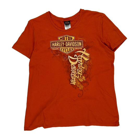 Boston Harley Davidson T-Shirt - XL Orange Cotton