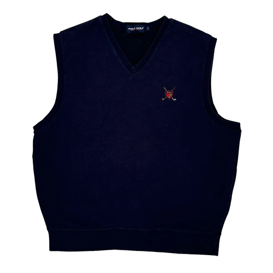 Polo By Ralph Lauren Sweater Vest - Large Navy Cotton