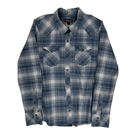 Patagonia Checked Flannel Shirt - Medium Blue Cotton
