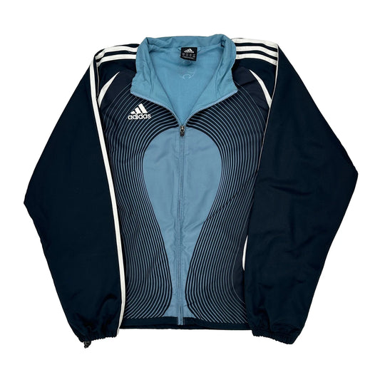 Adidas Striped Track Jacket - Medium Blue Polyester