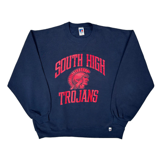 South High Trojans Russell Athletic College Sweatshirt - XL Navy Cotton