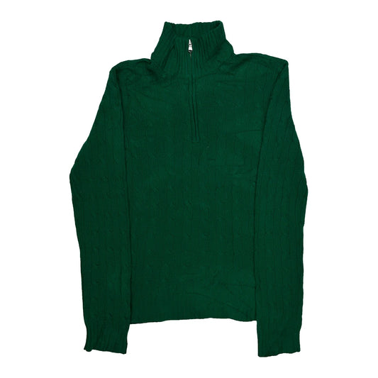 Vintage Cable Knit Ralph Lauren Jumper - Large Green Wool
