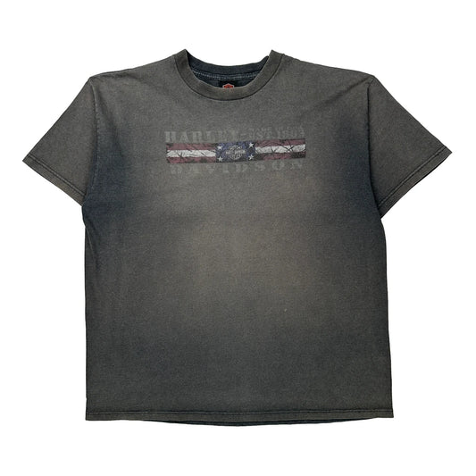 Thunder Road Harley Davidson Graphic T-Shirt - 2XL Grey Cotton