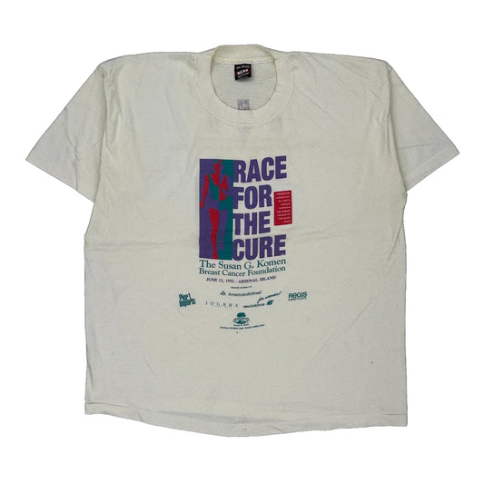 Race For The Cure Fruit Of The Loom Single Stitch T-Shirt - 2XL White Cotton Blend