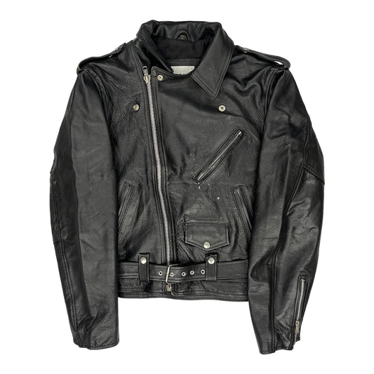Vintage City Streets Motorcycle Leather Jacket - XL Black Leather