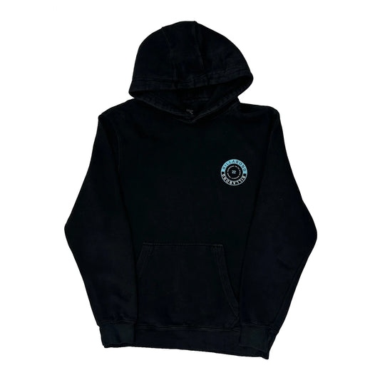 Vintage Billabong Graphic Hoodie - Medium Black Cotton Blend