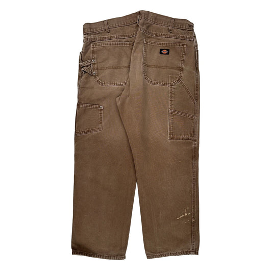 Dickies Carpenter Trousers - 36W 28L Brown Cotton