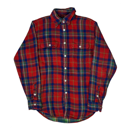 Polo By Ralph Lauren Checked Flannel Shirt - Small Red Cotton
