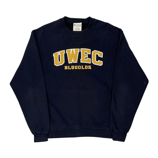 Uwec Blugolds Champion College Sweatshirt - Large Navy Cotton Blend