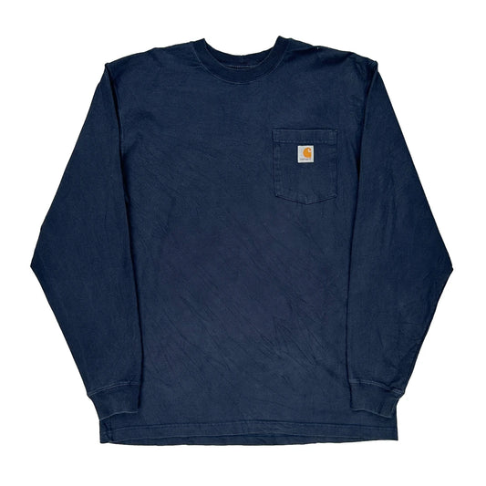 Carhartt Long Sleeve T-Shirt - Large Blue Cotton
