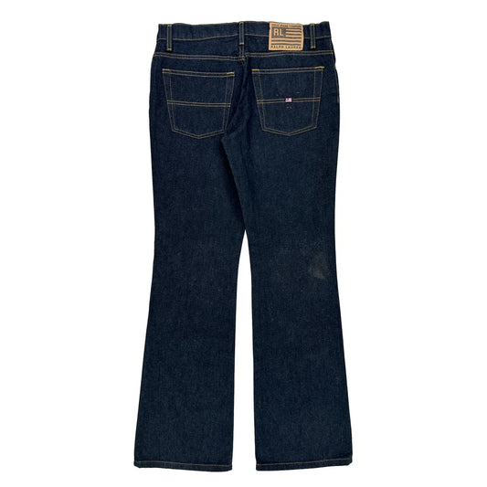 Ralph Lauren Flared Jeans - 32W UK 10 Dark Wash Cotton Blend