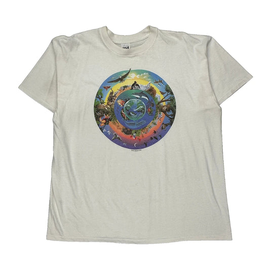 Circle Of Life Anvil Single Stitch T-Shirt - 2XL White Cotton