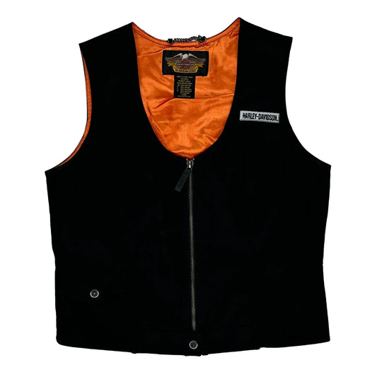 Vintage An American Legend Harley Davidson Graphic Gilet - Small Black Cotton Blend