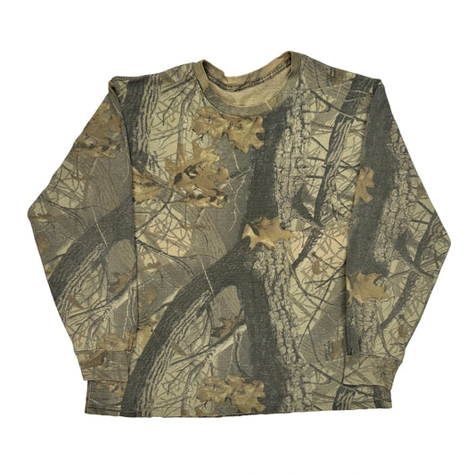 Mossy Oak Camo Long Sleeve T-Shirt - Large Camo Cotton