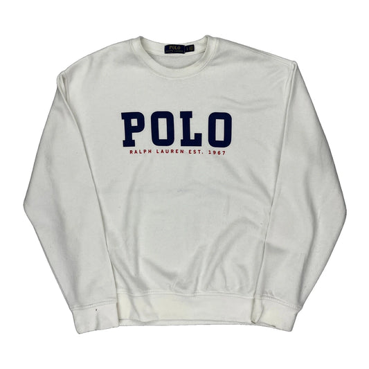 Polo By Ralph Lauren Spellout Sweatshirt - Large White Cotton