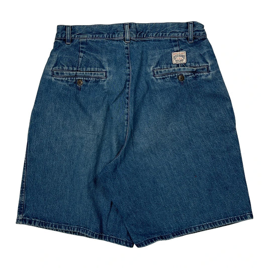 Made In USA Polo By Ralph Lauren Pleated Denim Shorts - 27W 8L Blue Denim
