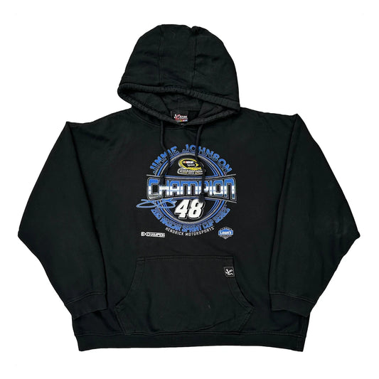 Vintage Jimmie Johnson Chase Authentics Nascar Hoodie - 2XL Black Cotton Blend