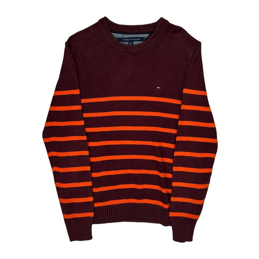 Tommy Hilfiger Striped Jumper - Medium Burgundy Cotton
