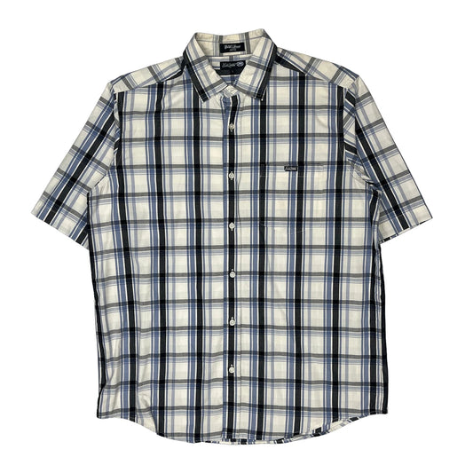 Ecko Unltd Checked Short Sleeve Shirt - Large White Cotton