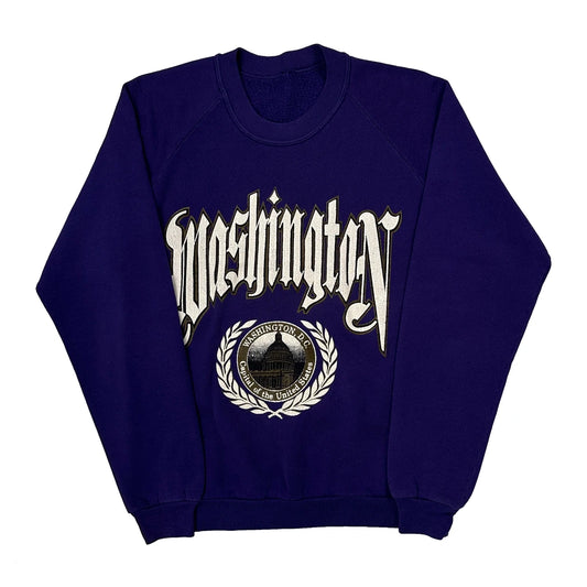 Vintage Washington D.C. Unbranded Spellout Sweatshirt - Small Purple Cotton