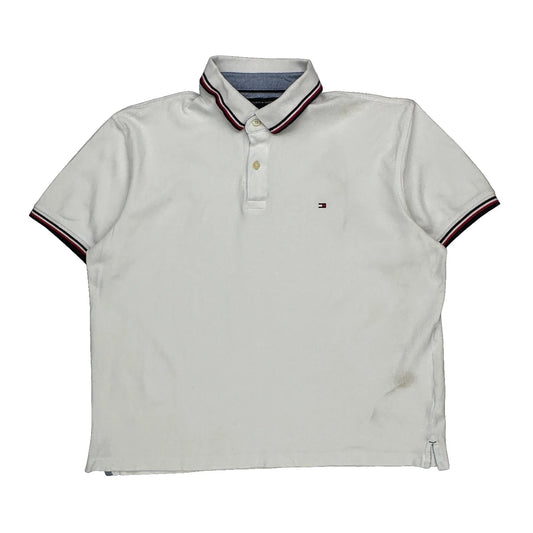 Tommy Hilfiger Polo Shirt - Large White Cotton