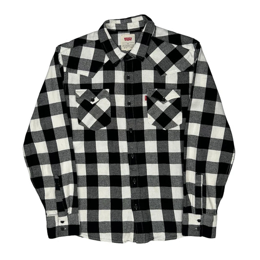 Levis Checked Flannel Shirt - Medium Black & White Cotton