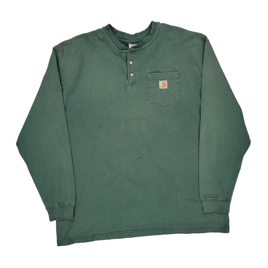 Carhartt Tall Long Sleeve T-Shirt - 2XL Green Cotton