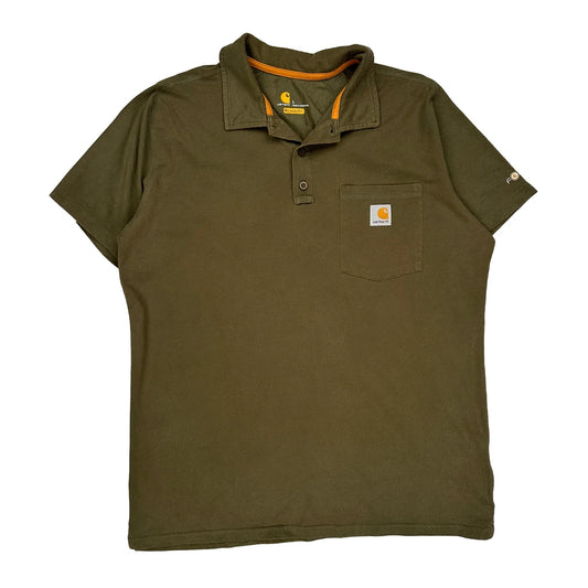 Carhartt Polo Shirt - Large Green Cotton
