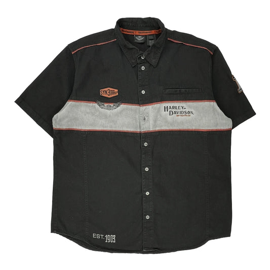 Harley Davidson Short Sleeve Shirt - 2XL Black Cotton