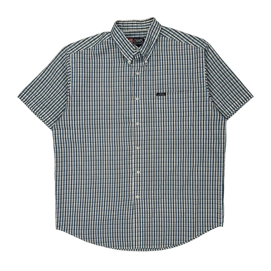 Chaps Ralph Lauren Checked Short Sleeve Shirt - Large Blue Cotton