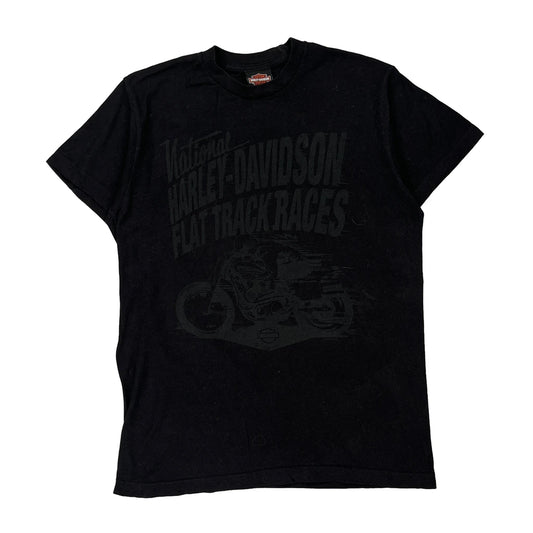 National Harley-Davidson Flat Track Races Harley Davidson Graphic T-Shirt - Medium Black Cotton