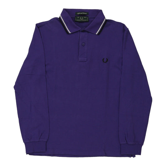 Vintage Fred Perry Long Sleeve Polo Shirt - Medium Purple Cotton