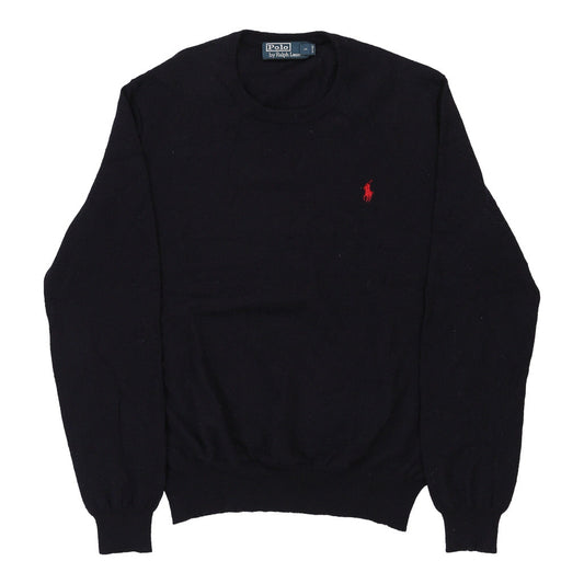 Vintage Ralph Lauren Jumper - Medium Navy Merino Wool