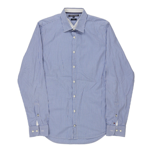Vintage Tommy Hilfiger Striped Shirt - Medium Blue Cotton