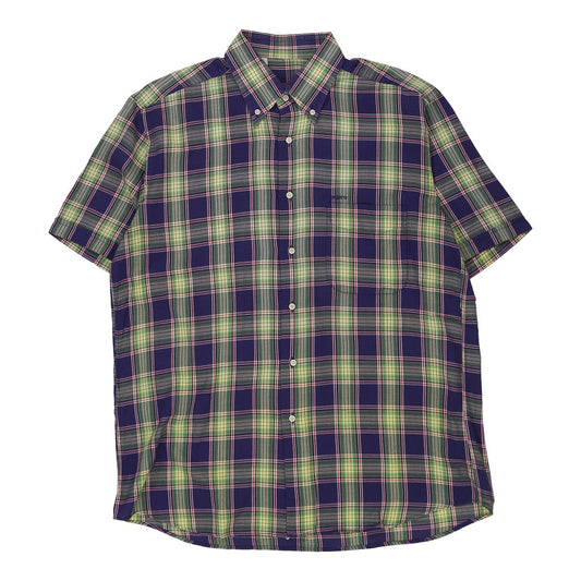 Vintage Ungaro Checked Short Sleeve Shirt - XL Blue Cotton