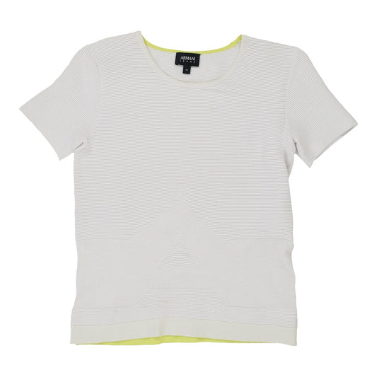 Armani Jeans T-Shirt - Medium White Polyester