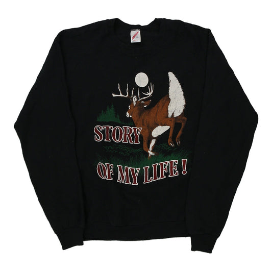 Vintage black 1980's Story of My Life Jerzees Sweatshirt - mens x-large