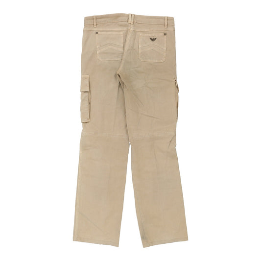 Vintage Armani Cargo Trousers - 34W UK 12 Beige Cotton