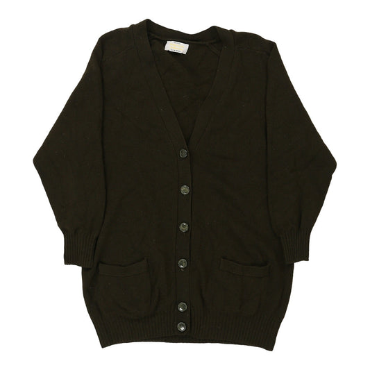 Vintage Benetton Cardigan - XL Khaki Virgin Wool