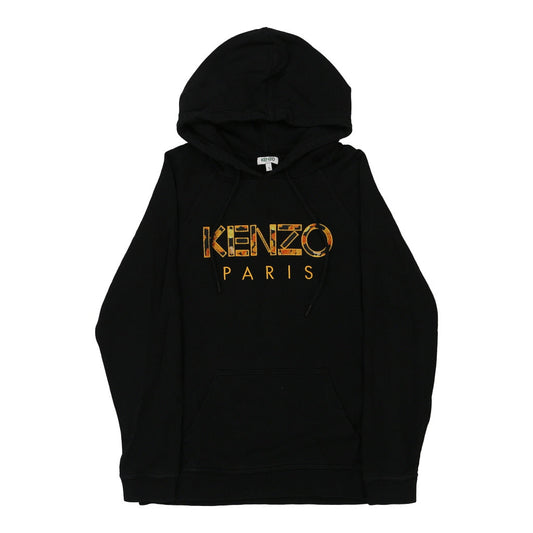 Vintage Kenzo Spellout Hoodie - Small Black Cotton Blend