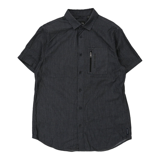 Vintage Armani Exchange Short Sleeve Shirt - Medium Grey Cotton